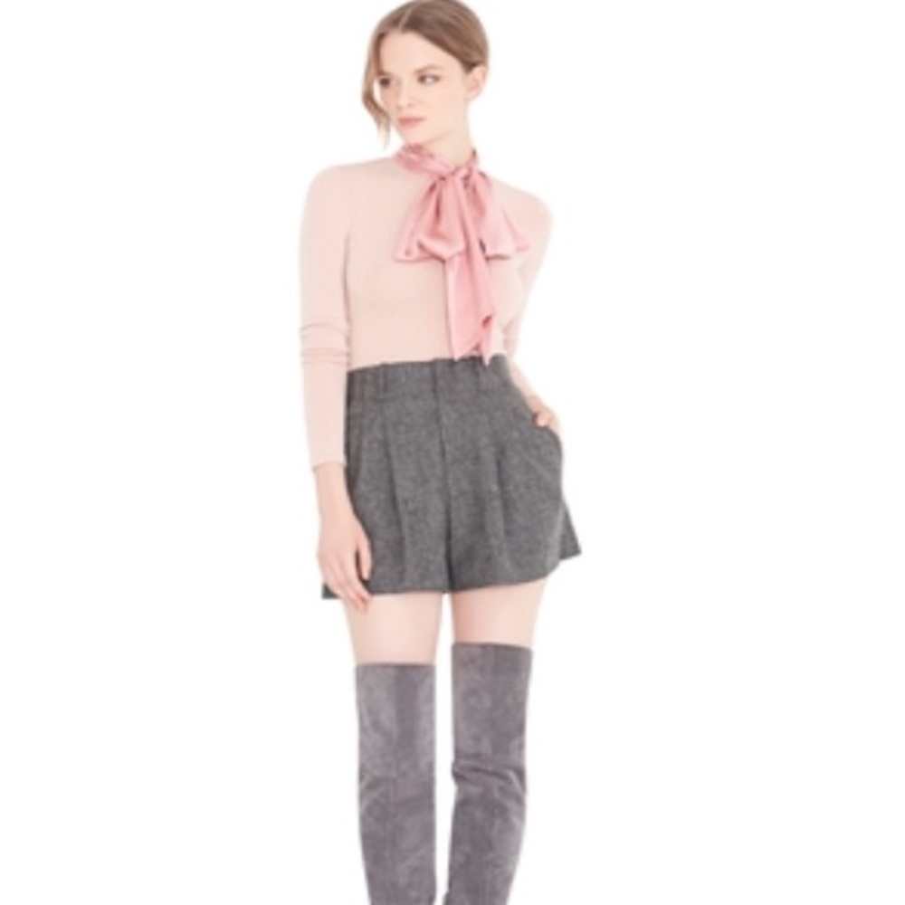 Alice + Olivia Pink Tie Neck Sweater